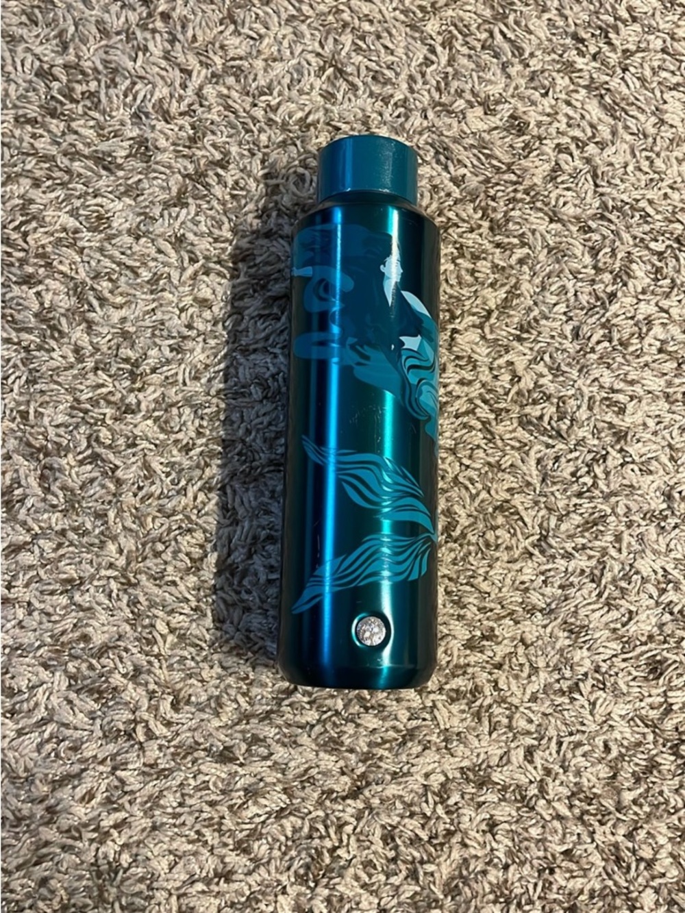 Starbucks teal metallic Water Bottle with Mermaid Design